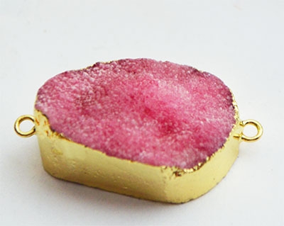 Akaatti korulinkki 37x21x11mm pinkki-kulta, 1 kpl per pakkaus