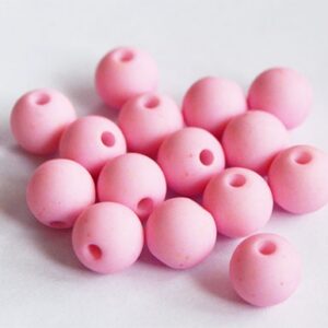 Akrüülhelmes 8mm matistatud roosa, ava 1mm, pakis 15 tk