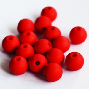 Akrüülhelmes 8mm matistatud punane, ava 1mm, pakis 15 tk