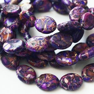 Imperiaal Jaspis ovaalne 16x12x6mm looduslik kivi värvitud sinakaslilla ava 1,4mm, pakis 4 tk