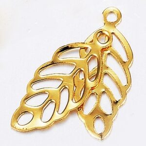 Terasest 18K kullaga kaetud metallripats Leht  13x5,5mm, pakis 10 tk