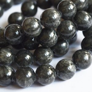 Jadeiit 10mm looduslik kivi värvitud tumehall, ava 1mm, pakis 10 tk.