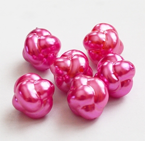 Akrüülpärl lapik 12mm, tumeroosa, ava 1mm, 6 tk