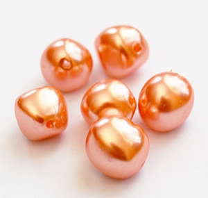 Akrüülpärl lapik 10mm,oranž, ava 1mm, 6 tk