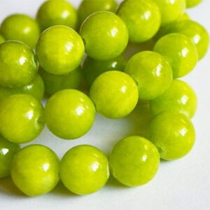 Jadeiit 10mm looduslik kivi värvitud kollakasroheline, ava 1mm, pakis 10 tk.