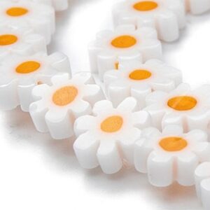 Millefiori klaashelmes Lill 6.5-9x3mm valge, ava 1mm, pakis 10 tk