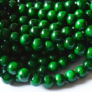 Jadeiit 8mm looduslik kivi värvitud tumeroheline, ava 1mm, pakis 10 tk