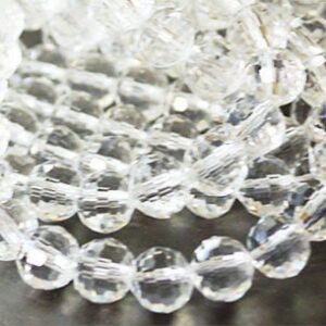 Klaashelmes ümar 8mm lihvitud kirgas läbipaistev, AB läige, ava 1mm, pakis 10 tk