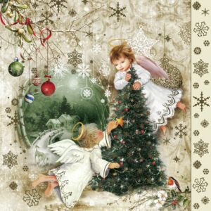 Decoupage-lautasliina Enkelit 33x33mm, 1 kpl per pakkaus