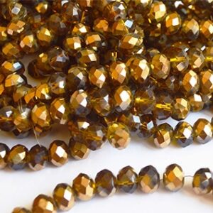 Lihvitud klaasist rondell 8x6mm vaskne/pruun, ava 1mm, pakis niidil  20 tk