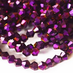 Lihvitud klaasist romb 4x4mm, punakaslilla, ava 1mm, pakis 30 tk