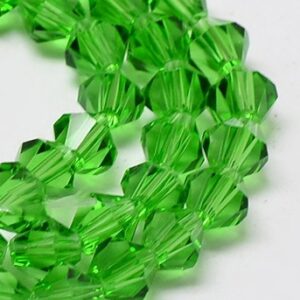 Lihvitud klaasist romb 4x4mm, roheline, ava 1mm, pakis 30 tk