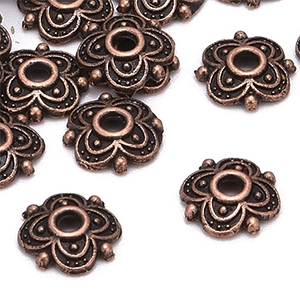Helmihattu antiikki kupari 8x8mm, reikä 2mm, 15 kpl pakkaus