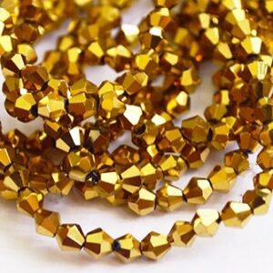 Lihvitud klaasist romb 4x4mm, kuldne, ava 1mm, pakis 30 tk