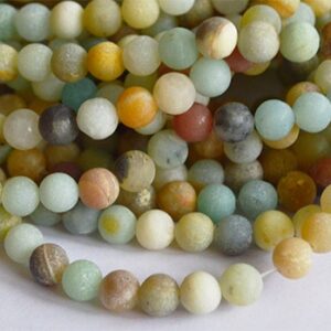 Amasoniit 6mm matistatud looduslik kivi, ava 1mm pakis 15 tk