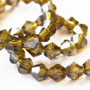 Lihvitud klaasist romb 6x6mm, hallikaspruun, ava 1mm, pakis 15 tk