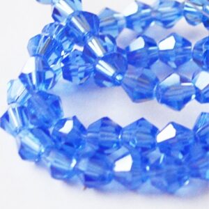 Lihvitud klaasist romb 6x6mm, sinine, ava 1mm, pakis 15 tk