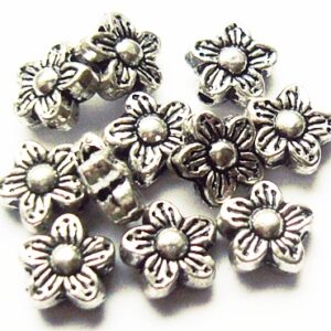 Ant.hõbedane metallhelmes Lill 8,5mm, ava 1mm, pakis 6 tk