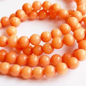 Jadeiit 6mm looduslik kivi, värvitud oranž, ava 1mm, pakis 15 tk