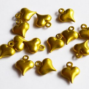 Ant.kuldne metallhelmes Süda 10x7,8mm, tuhm vana kuldne, ava 1mm, pakis 6 tk