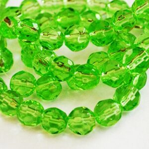 Fasetti lasihelmi 6mm vaaleanvihreä, reikä 0,8mm, 20 kpl per pakkaus