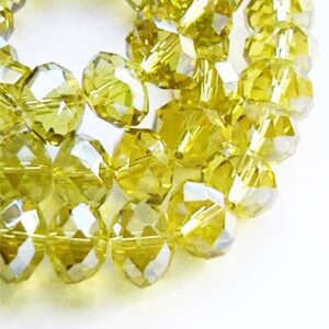 Hele rohekaskollane lihvitud  rondell  12X8 mm, pakis  4 tk