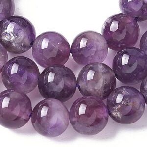 Ametüst 8mm looduslik kivi, ümar, ava 1mm, pakis 10 tk