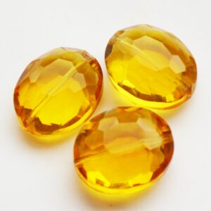 Lihvitud ovaalne kristallhelmes 20x16mm tumekollane, pakis 1 tk