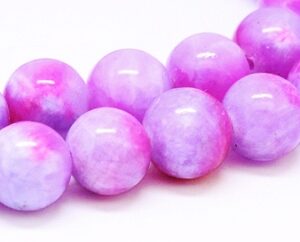 Jadeiit 6mm looduslik kivi, värvitud, lilla-roosa, ava 1mm, pakis 20 tk