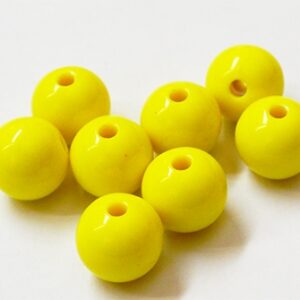 Akrüülhelmes 12mm helekollane, ava 2,5mm, pakis 8 tk.