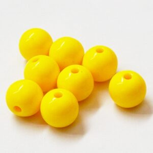 Akrüülhelmes 12mm kollane, ava 2,5mm, pakis 8 tk.