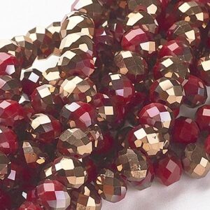 Lihvitud rondell 6x4mm electroplated, tumepunane-vaskne, 17 tk