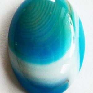 Ahhaat kamee 25x18mm looduslik kivi, värvitud sinine/valge, pakis 1 tk