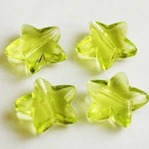 Akrüülhelmes  Täheke 18x8mm, hele kollakasroheline, ava 1mm, pakis  4 tk