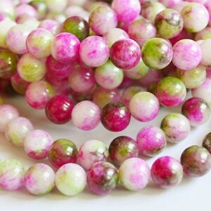 Jadeiit 8mm looduslik kivi, roosa/roheline/tumepunane/valge, ava 1mm, pakis 10 tk