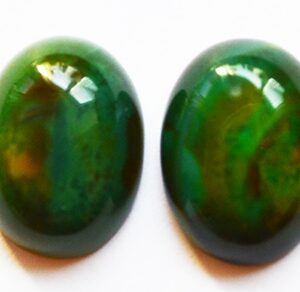 Ahhaat kamee 20x15mm looduslik kivi, värvitud roheline, pakis 2 tk