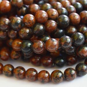 Mahagon Obsidian 8mm, looduslik kivi, ava 1mm, pakis 10 tk