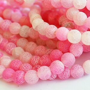 Jadeiit 8mm looduslik kivi, matistatud, värvitud roosa/kreemikasvalge, ava1mm, pakis 10 tk