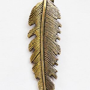Antiikkihopea metalliriipus Lehti 36x11mm, 2 kpl pakkaus