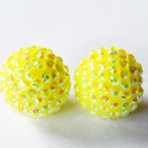 Shamballa-helmi strasseilla 20x18mm, keltainen, reikä 2-2,5mm, 1 kpl