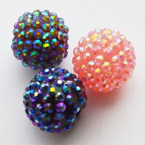 Kivikestega akrüülhelmes 20x18mm roosa/tumesinine/hallikaspruun, ava 2-2,5mm, pakis 3 tk