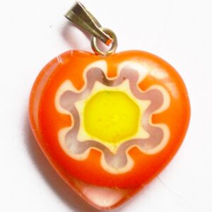 Millefiori klaasist ripats 20x17mm, oranž/kollane, pakis 1 tk