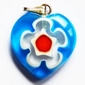 Millefiori klaasist ripats 20x17mm, sinine/valge, pakis 1 tk