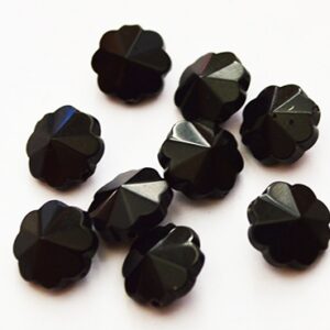 Klaashelmes Lill 12mm, lihvitud, läbipaistev must, ava 1mm, pakis 5 tk