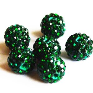 Shamballa-helmi strasseilla 10mm, tummanvihreä, reikä 1,5mm, pakkaus 2 kpl