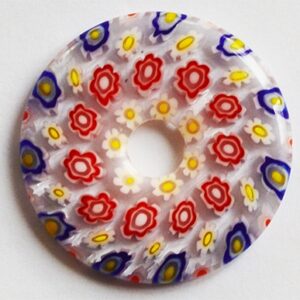 Millefiori klaasist ripats 30x4-5mm, ava 6mm, pakis 1 tk