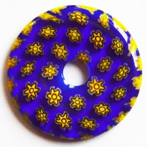Millefiori klaasist ripats 30x4-5mm, ava 6mm, pakis 1 tk
