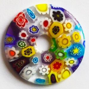 Millefiori klaasist ripats 30x4-5mm, ava 6mm, pakis 1 tk