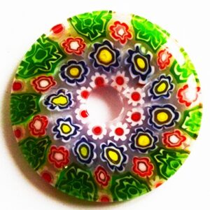 Millefiori klaasist ripats 30x4-5mm, ava 6mm, pakis 1 tk