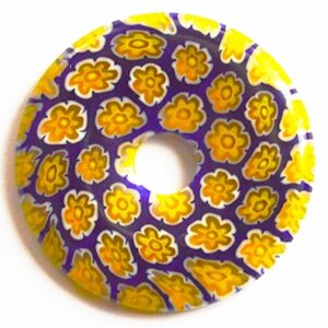 Millefiori klaasist ripats 30x4-5mm, ava 6mm, pakis 1 tk